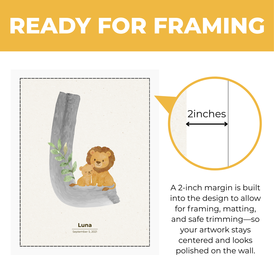 Personalized Nursery Initial Print – Custom Baby Name Poster and Canvas