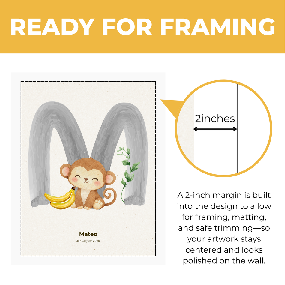 Personalized Nursery Initial Print – Custom Baby Name Poster and Canvas