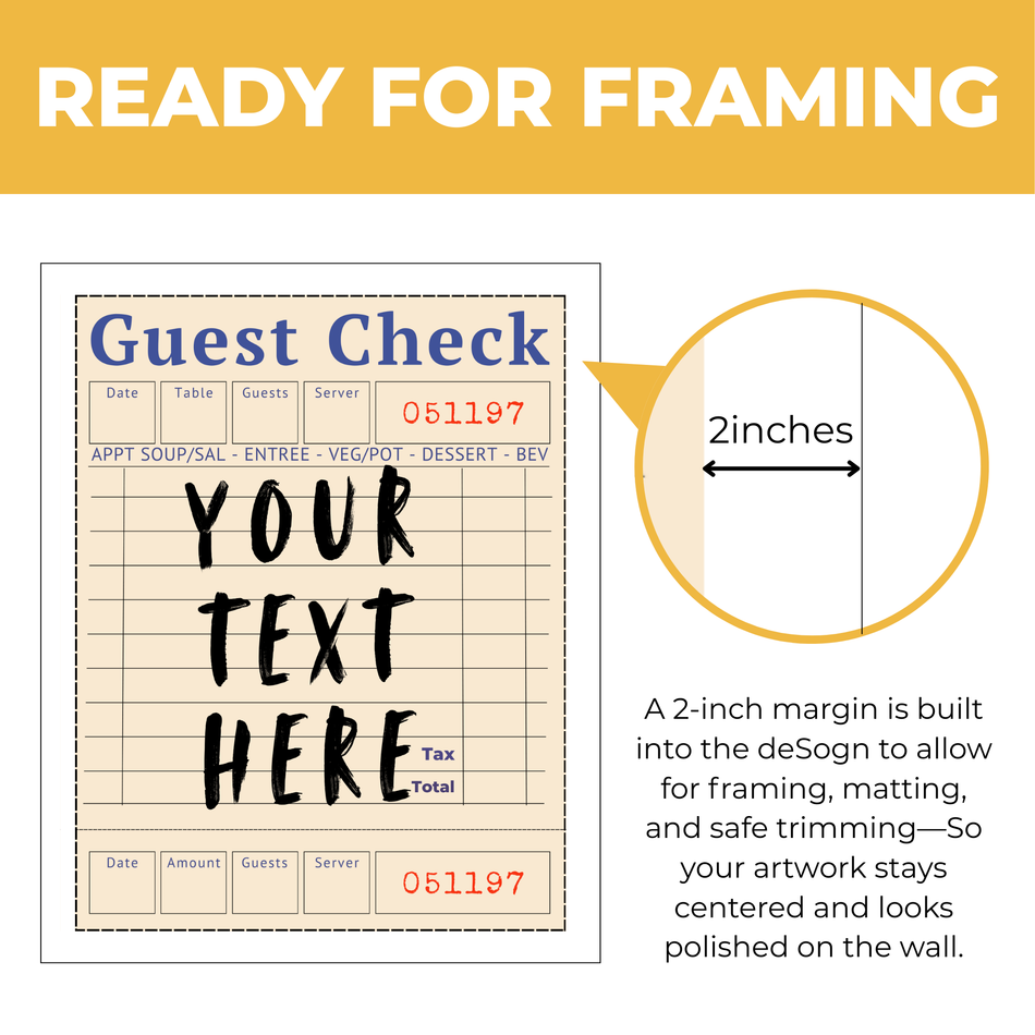 Personalized Guest Check Print – Custom Receipt Poster and Canvas