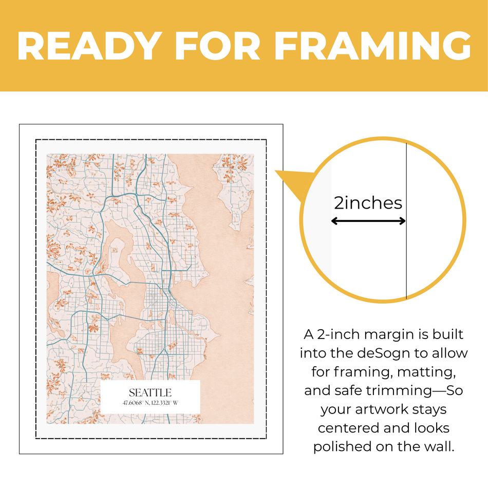 Personalized Seattle Washington Map Print – Custom City Poster and Canvas