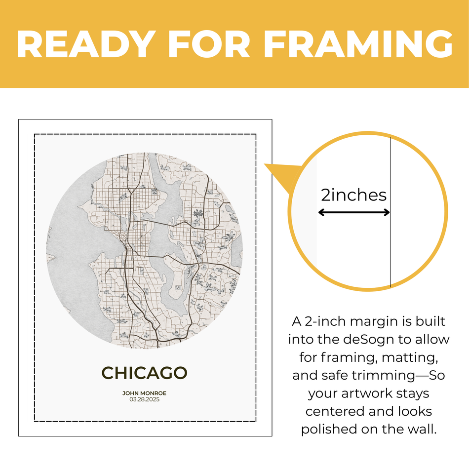 Personalized Chicago Location Print – Custom Name and Coordinates Map Poster