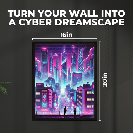 InkFlow Cyberpunk & Vaporwave Poster - Futuristic Sci-Fi Wall Art Print, Modern City Urban Wall Decor for Bedroom, Living Room, Office, Retro Aesthetic - 8x10 Unframed Wall Art - Infinity Beyond Crafts