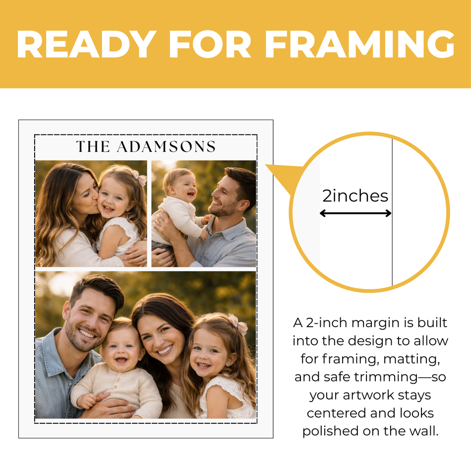 Family Collage Print | Custom Name Photo Wall Art