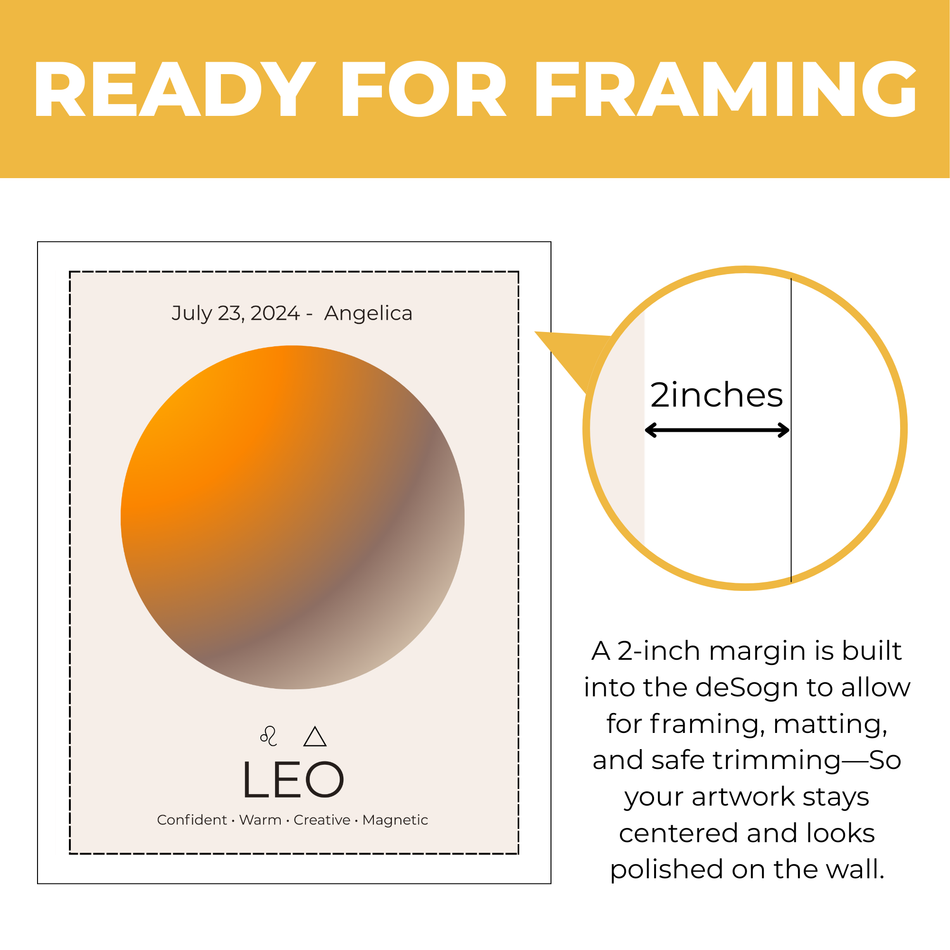 Personalized Leo Zodiac Print - Custom Birth Date Poster and Canvas