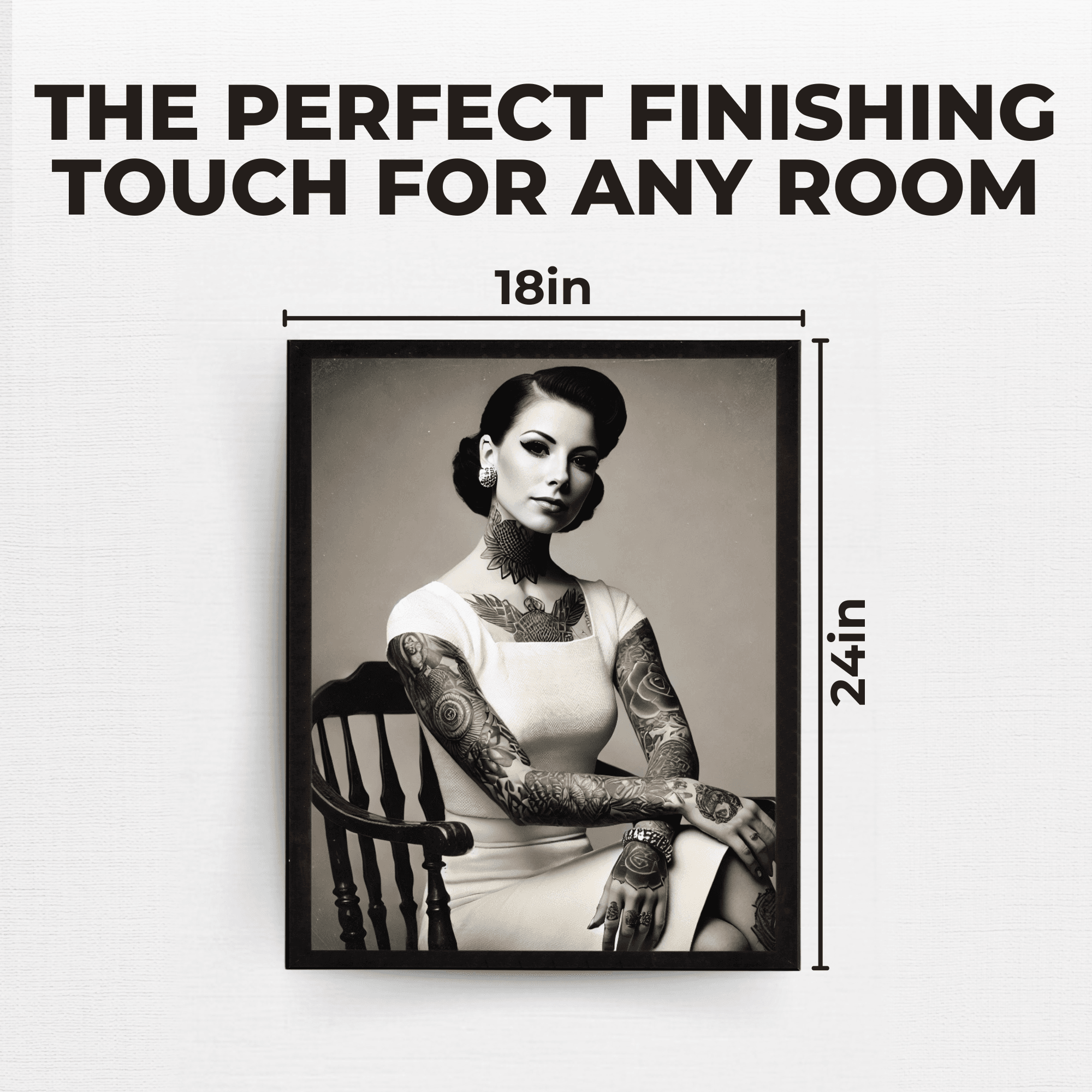 InkFlow Tattooed Woman Poster - Retro Tattoo Art Print, Black & White Photography Circus Art for Home Office or Living Room Wall Decor - 11x14 UNFRAMED Wall Art - Infinity Beyond Crafts