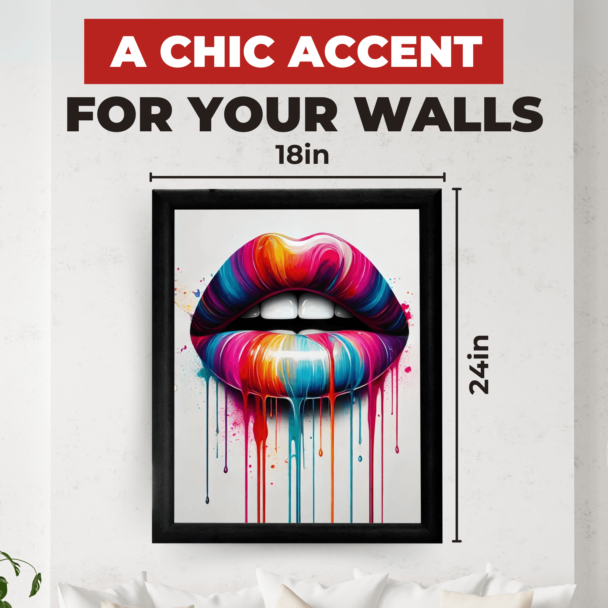 InkFlow Art Lip Poster - Woman's Lips Print - Color Drip Art - Abstract Art - Pop Art - Graffiti Art - Rainbow Art - Girly Art - Great Bedroom or Living Room Wall Decor - 8x10 UNFRAMED Wall Art - Infinity Beyond Crafts