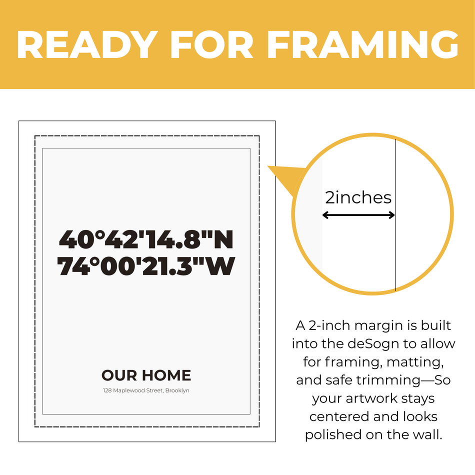 Personalized Custom Address Print: Customized GPS Location Poster and Canvas