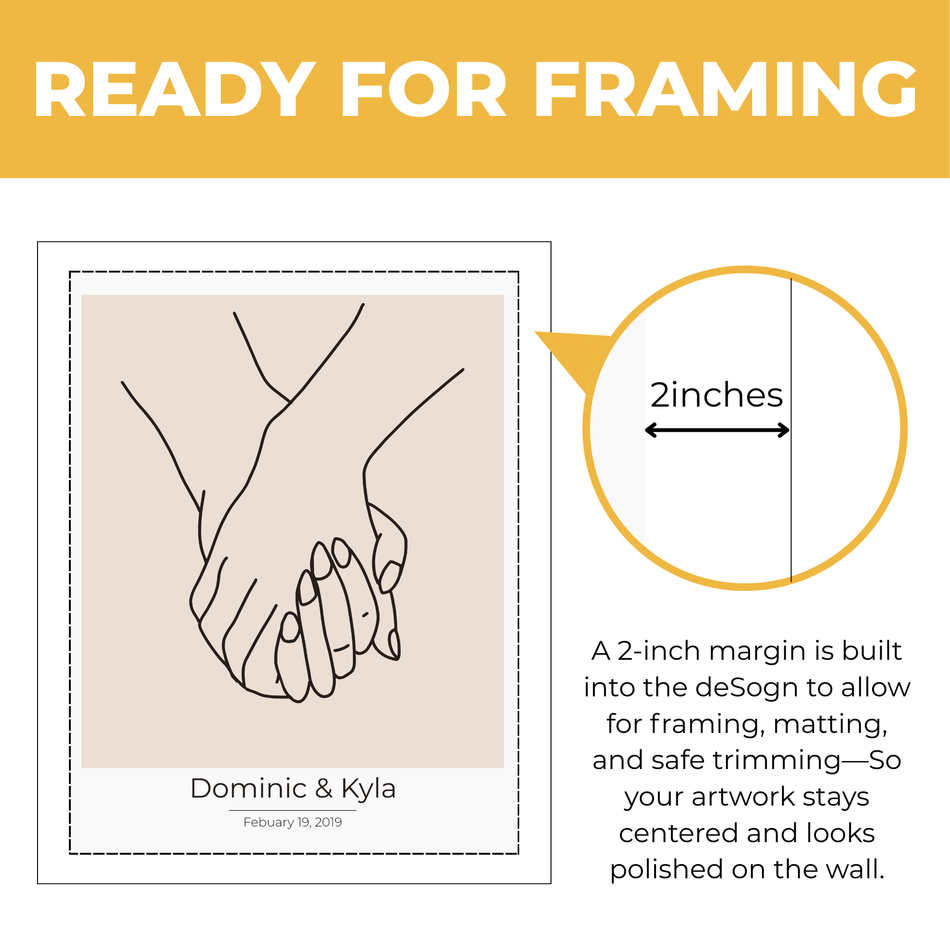 Personalized Holding Hands Print: Custom Wedding Date Poster and Canvas