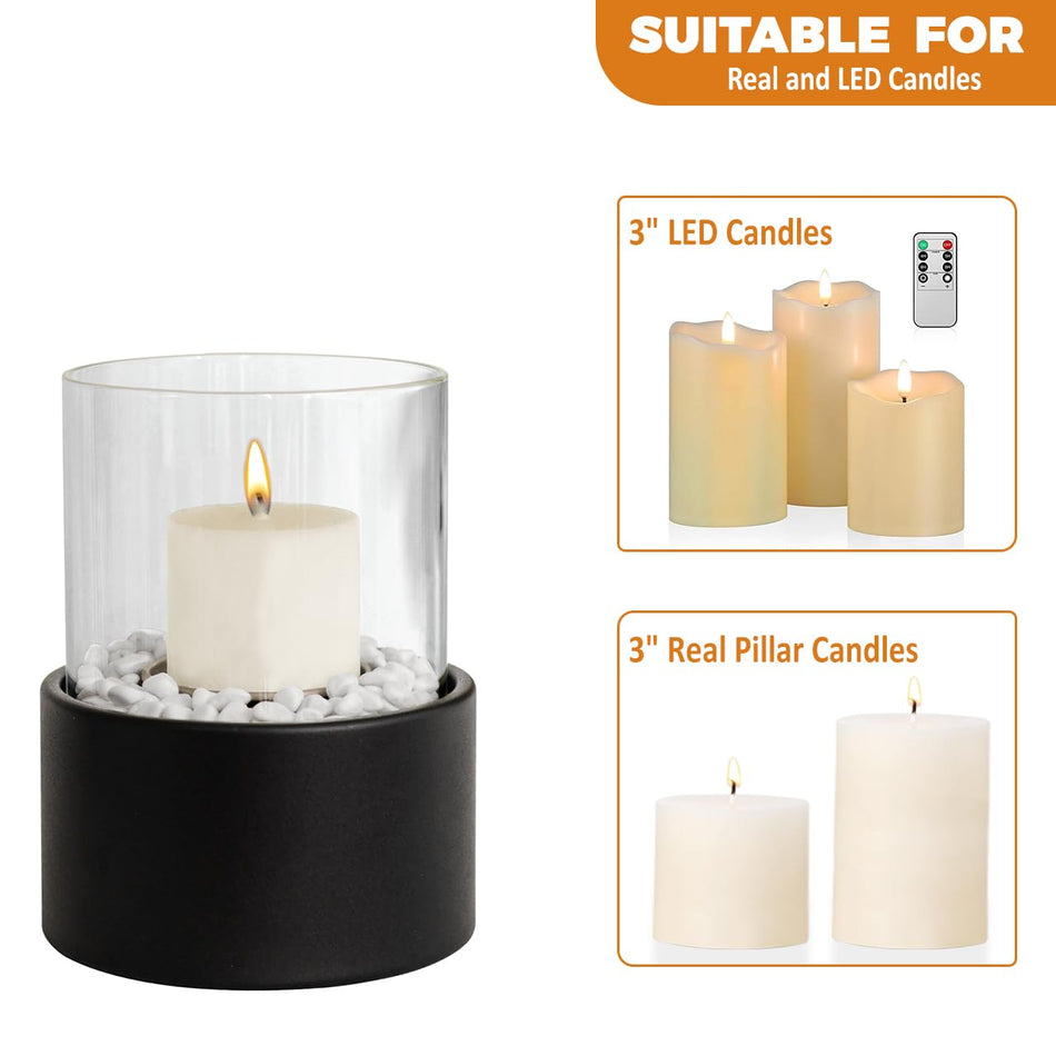 Glass Hurricane Candle Holder Set