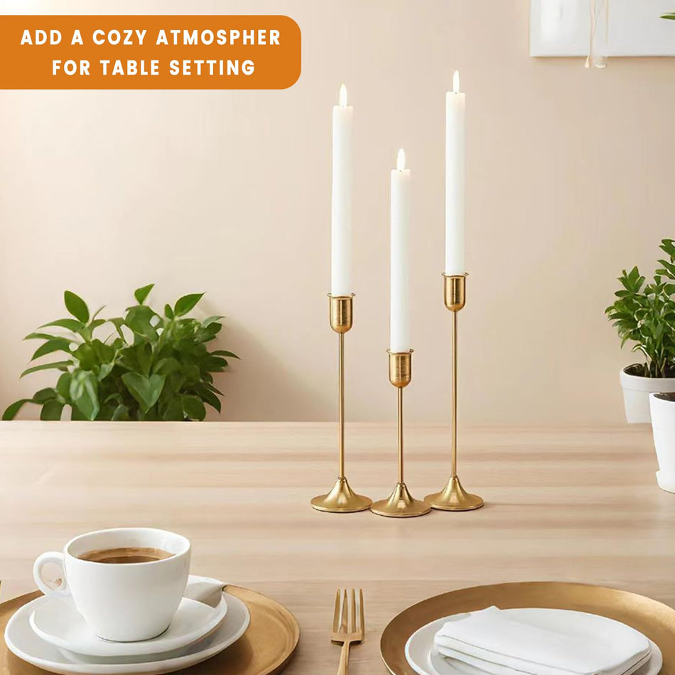 3-Piece Gold Candlestick Holder Set