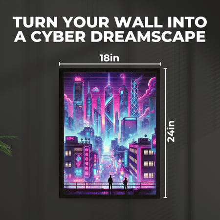 InkFlow Cyberpunk & Vaporwave Poster - Futuristic Sci-Fi Wall Art Print, Modern City Urban Wall Decor for Bedroom, Living Room, Office, Retro Aesthetic - 8x10 Unframed Wall Art - Infinity Beyond Crafts