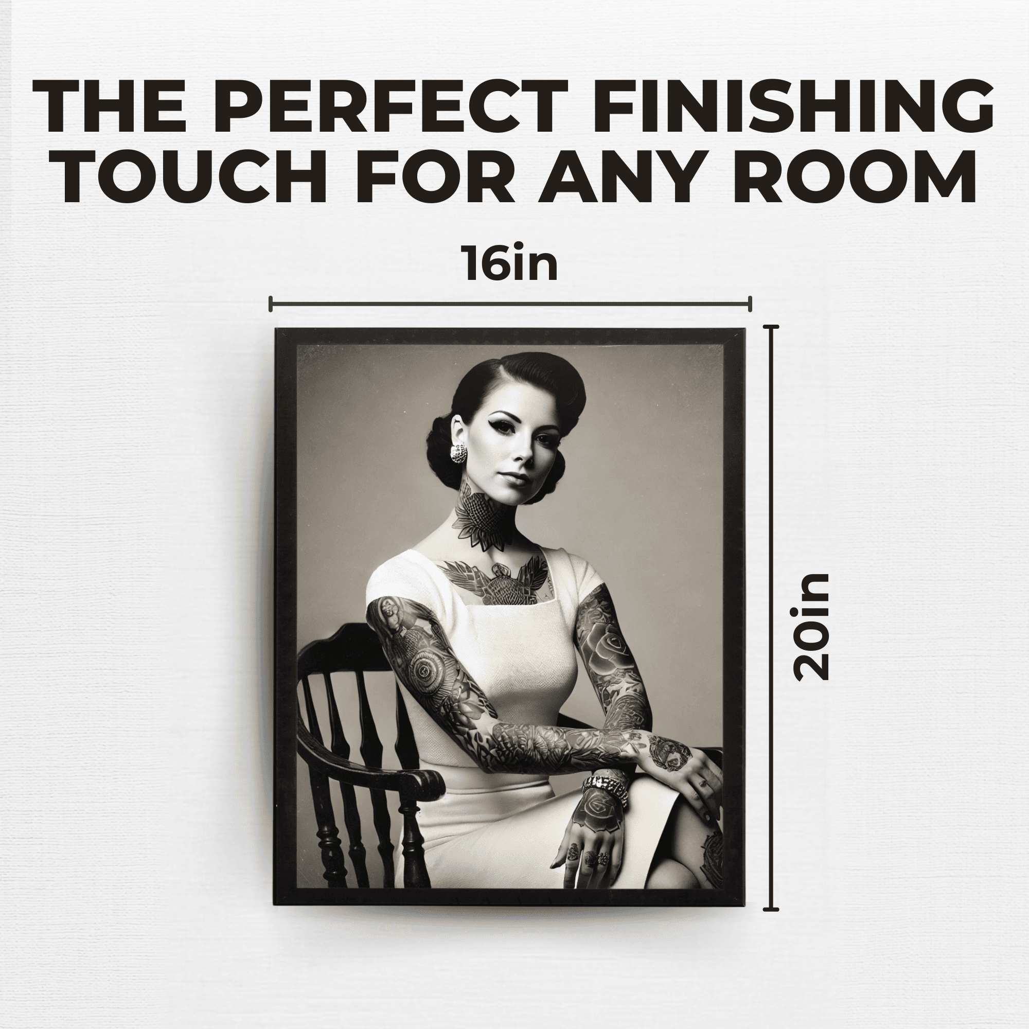 InkFlow Tattooed Woman Poster - Retro Tattoo Art Print, Black & White Photography Circus Art for Home Office or Living Room Wall Decor - 11x14 UNFRAMED Wall Art - Infinity Beyond Crafts