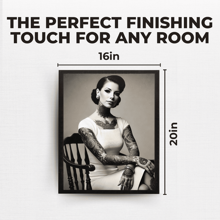 InkFlow Tattooed Woman Poster - Retro Tattoo Art Print, Black & White Photography Circus Art for Home Office or Living Room Wall Decor - 11x14 UNFRAMED Wall Art - Infinity Beyond Crafts