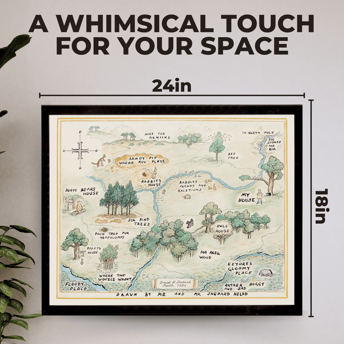 InkFlow Hundred Acre Woods Map Poster - Ideal Storybook Decor for Bedroom, Nursery, or Living Room - A Thoughtful Gift for Parents, Boys & Girls - 20x16 UNFRAMED Wall Art - Infinity Beyond Crafts