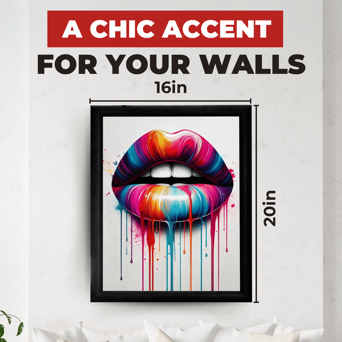 InkFlow Art Lip Poster - Woman's Lips Print - Color Drip Art - Abstract Art - Pop Art - Graffiti Art - Rainbow Art - Girly Art - Great Bedroom or Living Room Wall Decor - 8x10 UNFRAMED Wall Art - Infinity Beyond Crafts