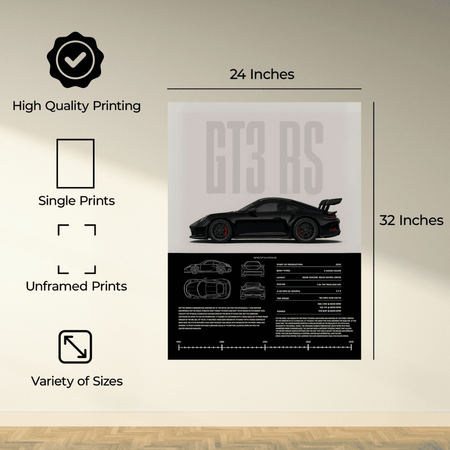 InkFlow Vintage Racing Car Poster - Classic Supercar Wall Art for Boys Bedroom, Living Room, Dorm - Ideal Print Decor for Car Enthusiasts - 8x10 Unframed Wall Art - Infinity Beyond Crafts
