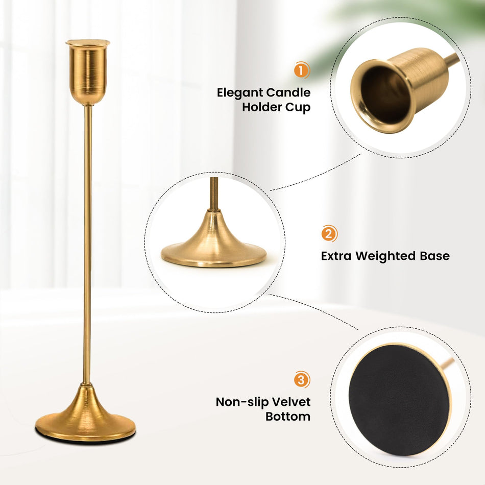 6-Piece Gold Candlestick Holder Set