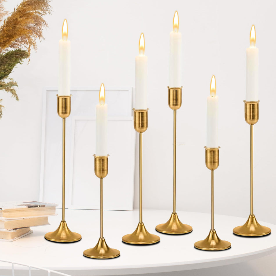 6-Piece Gold Candlestick Holder Set