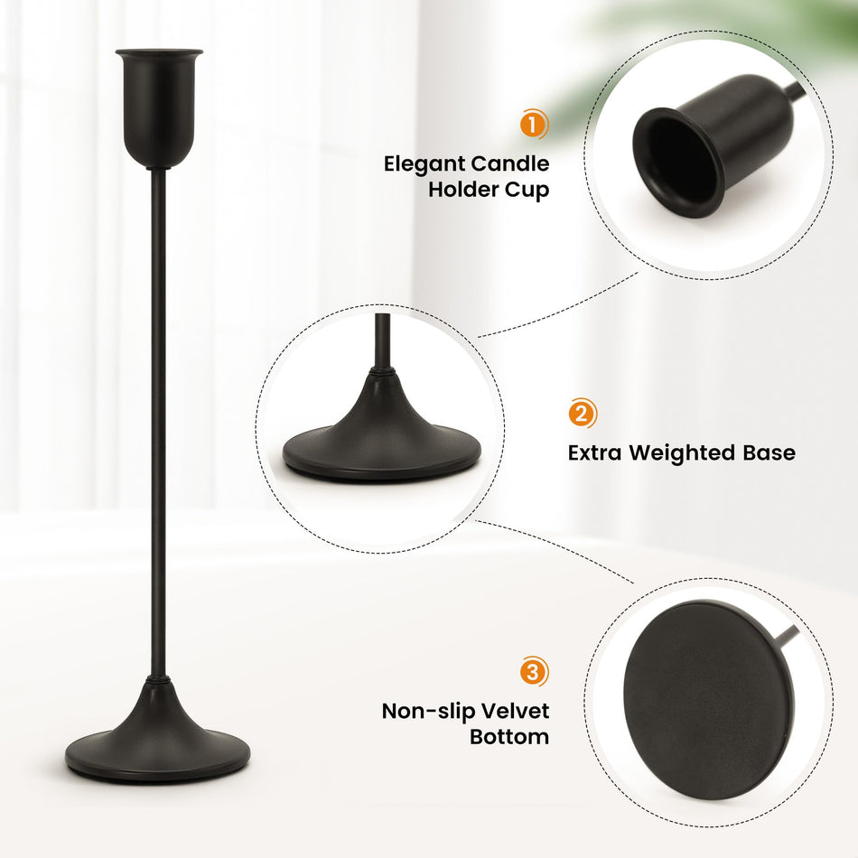 6-Piece Black Candlestick Holder Set