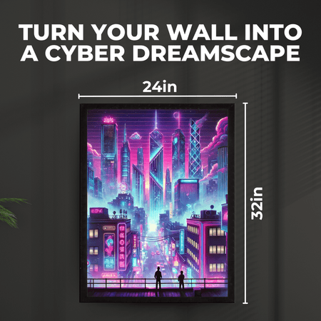 InkFlow Cyberpunk & Vaporwave Poster - Futuristic Sci-Fi Wall Art Print, Modern City Urban Wall Decor for Bedroom, Living Room, Office, Retro Aesthetic - 8x10 Unframed Wall Art - Infinity Beyond Crafts