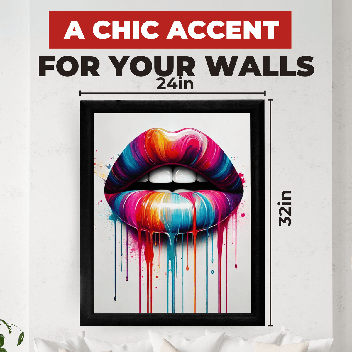 InkFlow Art Lip Poster - Woman's Lips Print - Color Drip Art - Abstract Art - Pop Art - Graffiti Art - Rainbow Art - Girly Art - Great Bedroom or Living Room Wall Decor - 8x10 UNFRAMED Wall Art - Infinity Beyond Crafts