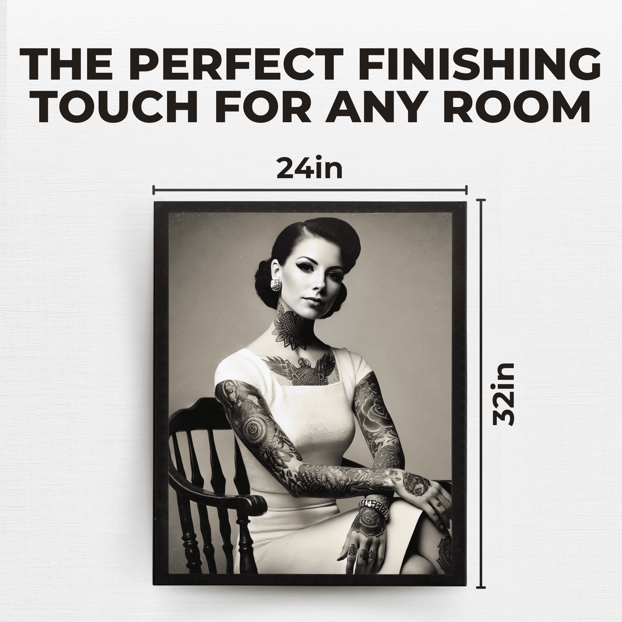 InkFlow Tattooed Woman Poster - Retro Tattoo Art Print, Black & White Photography Circus Art for Home Office or Living Room Wall Decor - 11x14 UNFRAMED Wall Art - Infinity Beyond Crafts