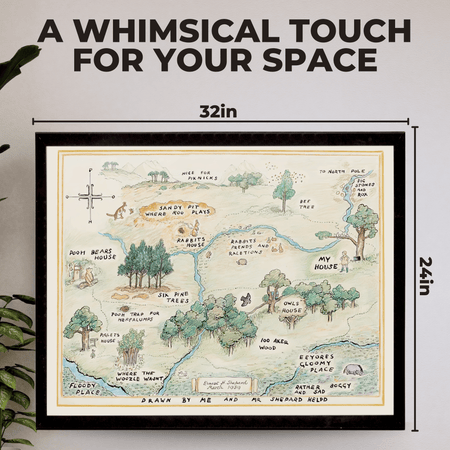 InkFlow Hundred Acre Woods Map Poster - Ideal Storybook Decor for Bedroom, Nursery, or Living Room - A Thoughtful Gift for Parents, Boys & Girls - 20x16 UNFRAMED Wall Art - Infinity Beyond Crafts