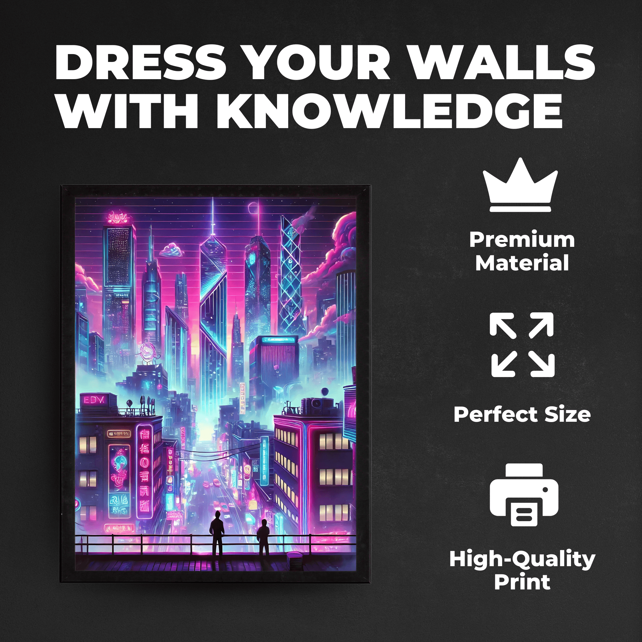 InkFlow Cyberpunk & Vaporwave Poster - Futuristic Sci-Fi Wall Art Print, Modern City Urban Wall Decor for Bedroom, Living Room, Office, Retro Aesthetic - 8x10 Unframed Wall Art - Infinity Beyond Crafts