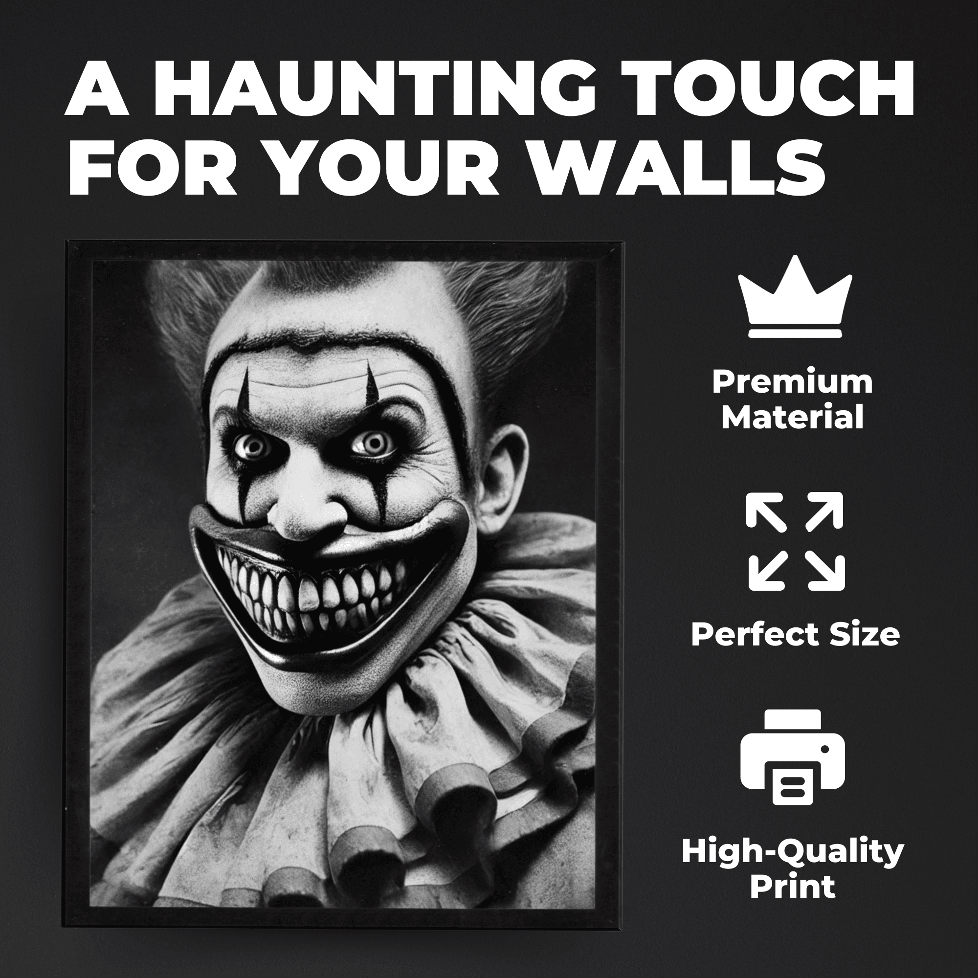 InkFlow Vintage Scary Clown Poster - Retro Circus Print - Halloween Art - Freak Show Art - Gift for Men & Women - Gothic Wall Decor for Bedroom, Living Room or Office - 8x10 UNFRAMED Wall Art - Infinity Beyond Crafts