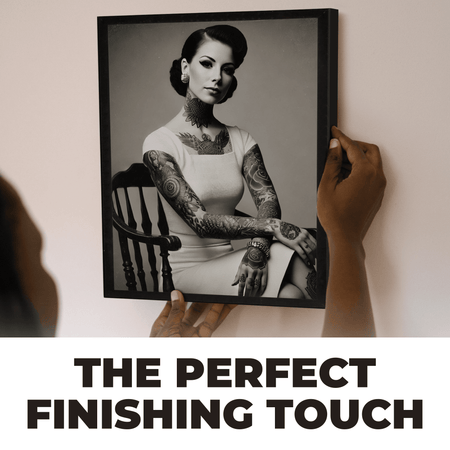 InkFlow Tattooed Woman Poster - Retro Tattoo Art Print, Black & White Photography Circus Art for Home Office or Living Room Wall Decor - 11x14 UNFRAMED Wall Art - Infinity Beyond Crafts