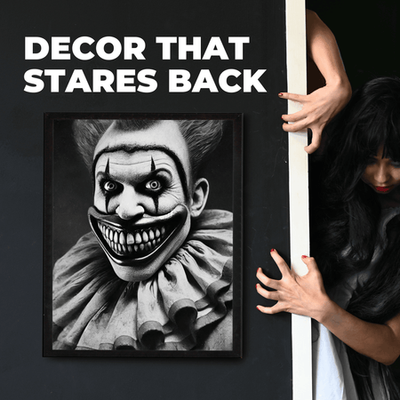 InkFlow Vintage Scary Clown Poster - Retro Circus Print - Halloween Art - Freak Show Art - Gift for Men & Women - Gothic Wall Decor for Bedroom, Living Room or Office - 8x10 UNFRAMED Wall Art - Infinity Beyond Crafts