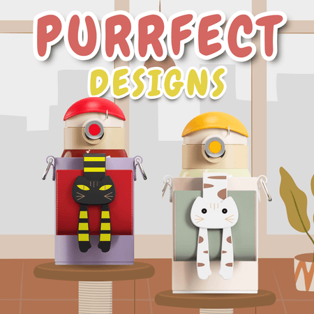 Lying Cat Thermos Cup  With Sleeve.