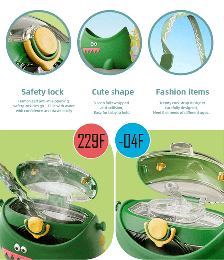 Dinosaur Round Bottle with Lanyard.