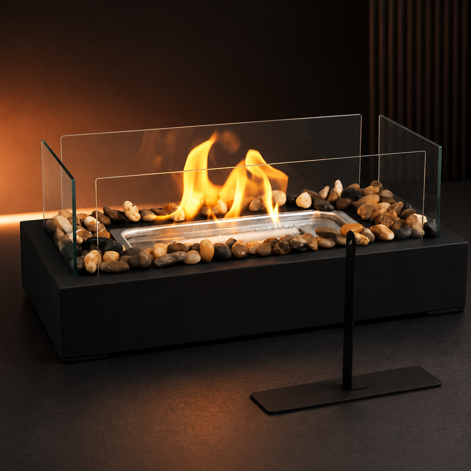 Lumina Tabletop Hearth | Glass & Stone Ambient Fire Pit