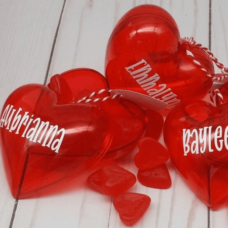 Gifts for classroom, under 3, Personalized gift, heart shaped candy containers, candy filled container, bulk gifts, teacher, friend - Infinity Beyond Crafts
