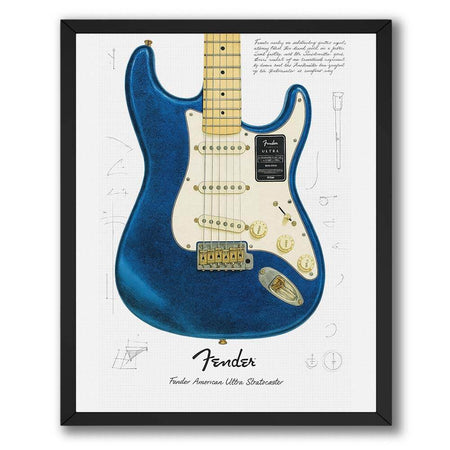 InkFlow Blue Guitar Poster - Vibrant Music-Inspired Wall Décor for Home, Studio, or Office, Perfect for Music Lovers and Creative Spaces - 16x20 Unframed Canvas Wall Art - Infinity Beyond Crafts