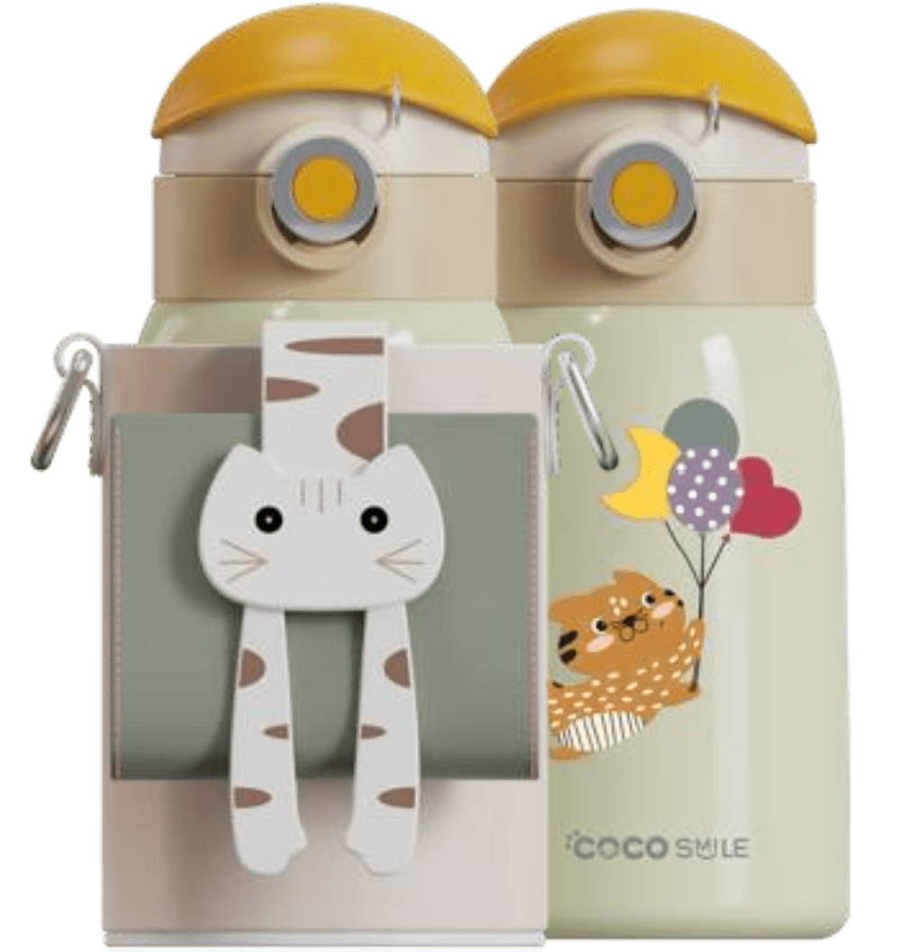 Lying Cat Thermos Cup  With Sleeve.