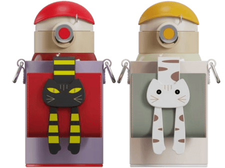 Lying Cat Thermos Cup  With Sleeve.