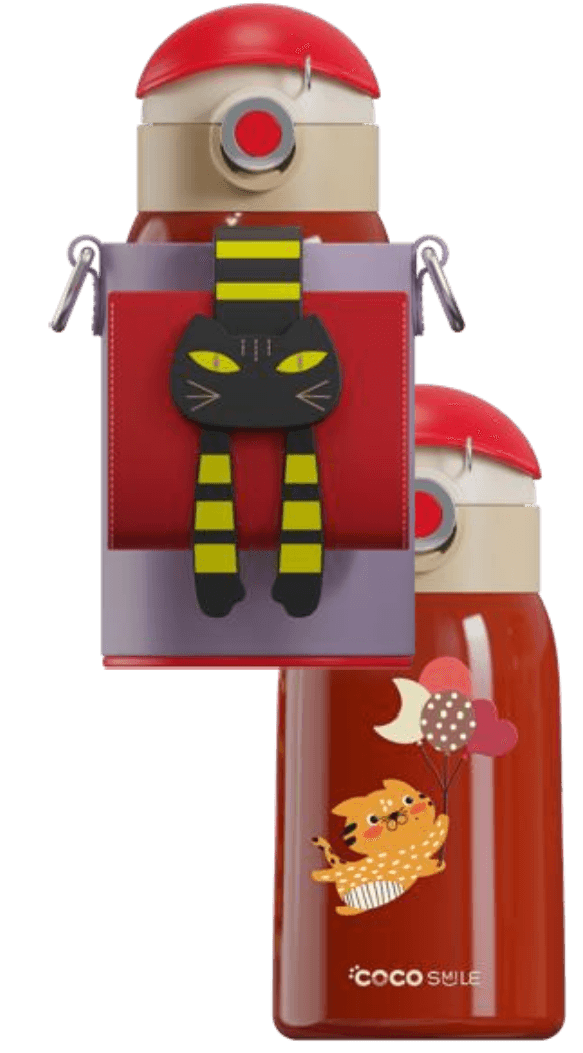 Lying Cat Thermos Cup  With Sleeve.
