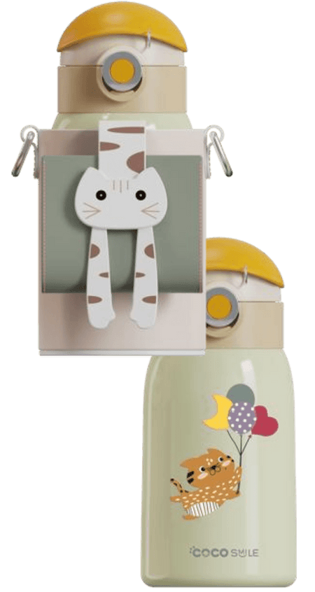 Lying Cat Thermos Cup  With Sleeve.