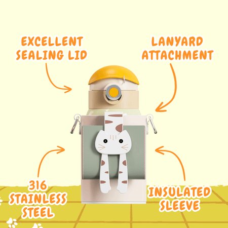 Lying Cat Thermos Cup  With Sleeve.