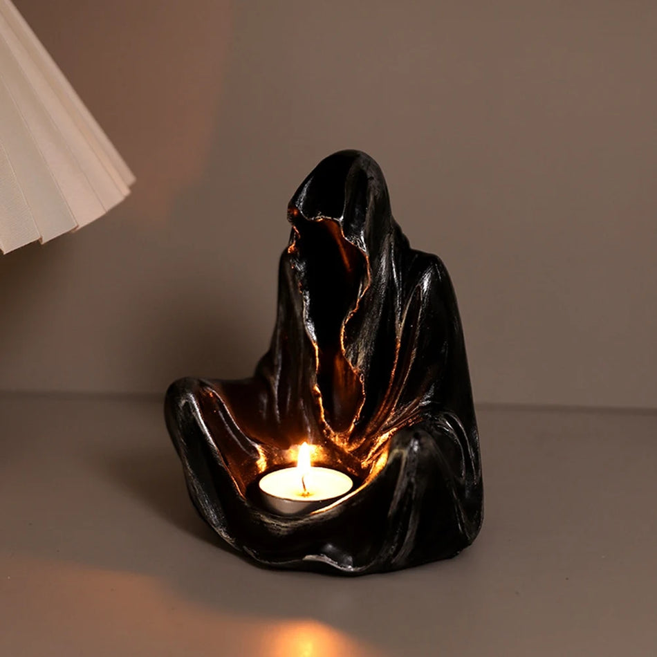 Gothic Ghost Tea Light Candle Holder for Halloween Décor
