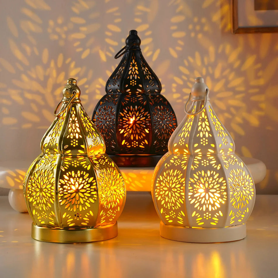Moroccan Gourd-Shaped Iron Candle Holder for Home Décor