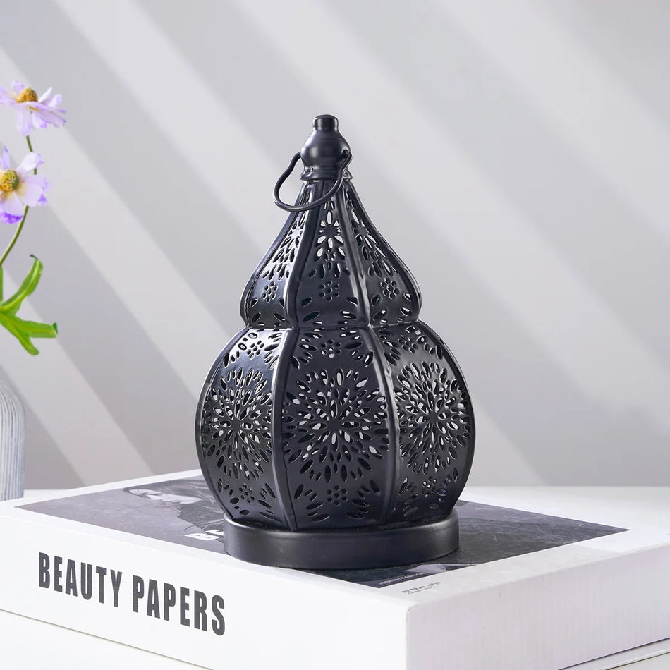 Moroccan Gourd-Shaped Iron Candle Holder for Home Décor