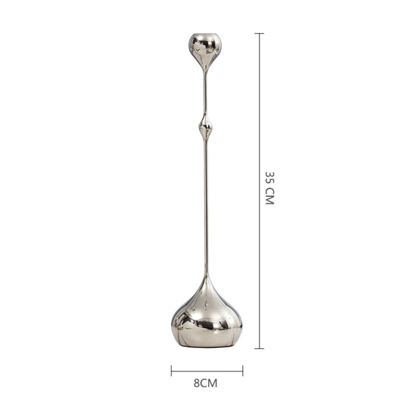 Silver Stainless Steel Taper Candle Holder for Elegant Table Décor