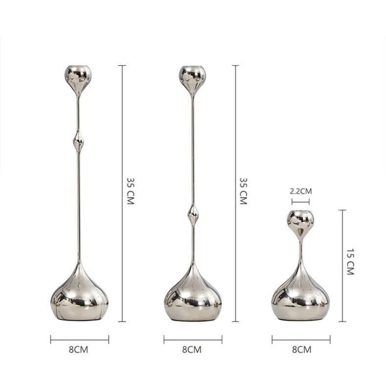 Silver Stainless Steel Taper Candle Holder for Elegant Table Décor