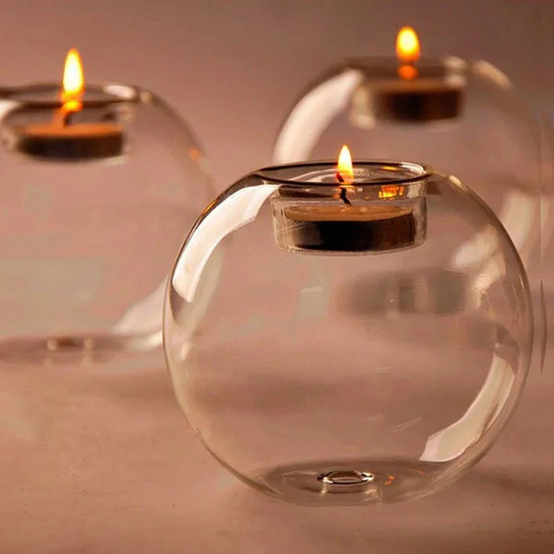 Clear Glass Tea Light Candle Holder for Modern Home Décor