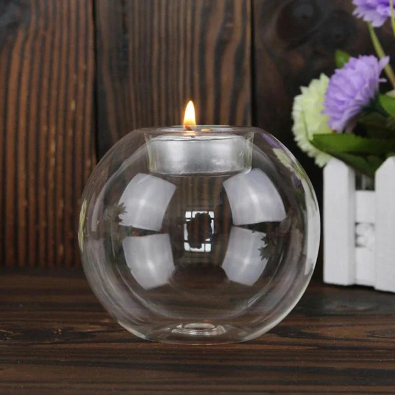 Clear Glass Tea Light Candle Holder for Modern Home Décor