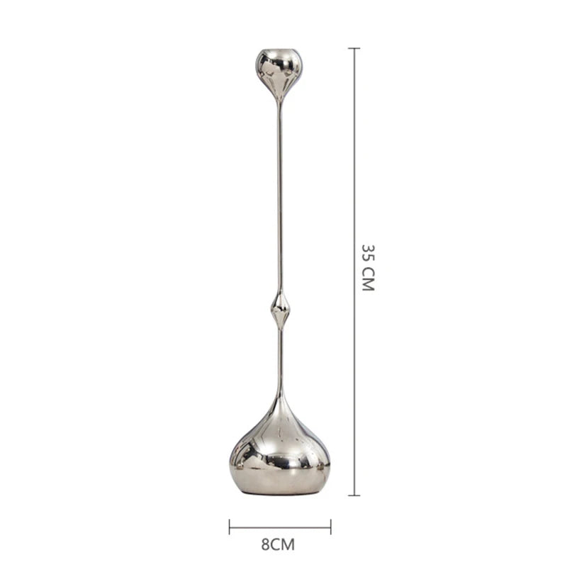 Silver Stainless Steel Taper Candle Holder for Elegant Table Décor