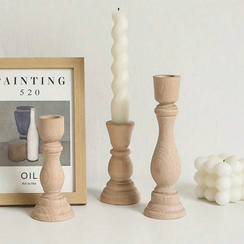 Natural Wooden Candle Holder for DIY & Home Décor